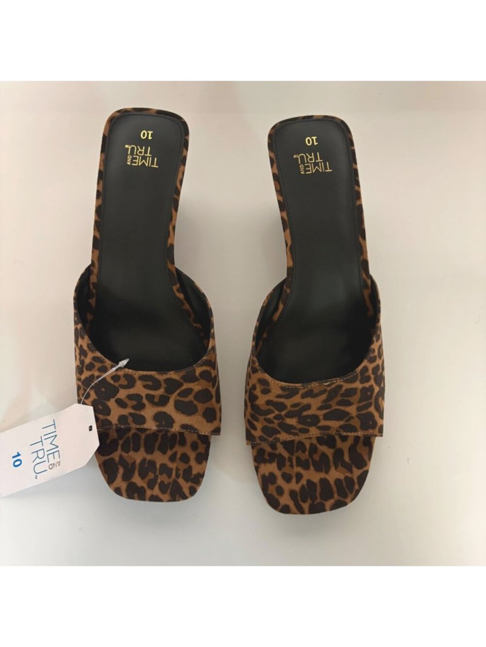 Time and Tru Slip On Wedge Sandals Women Size 10 Brown Cheetah Leopard Shoe NEW
